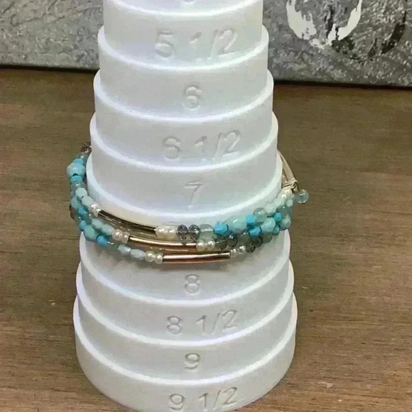 Bracelet Blue Gold and AB - Wrap Bracelet - Picture 4 of 5